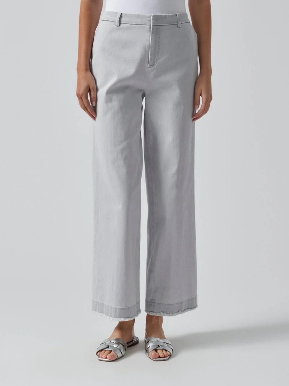 ATM Anthony Thomas Melillo Light Gray Wide-Leg Jeans Cotton Twill Boyfriend Pant